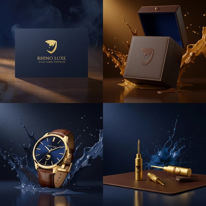 Gold foil luxury logo on leather watch box